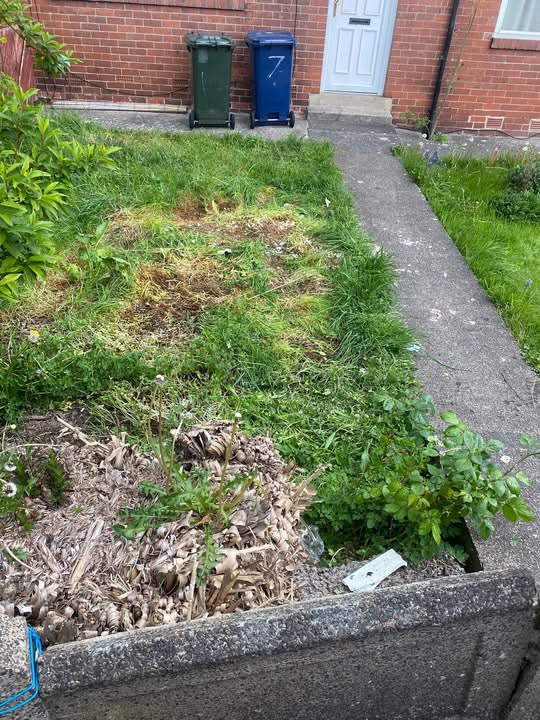 Clear front garden after renovation waste removal in Heaton