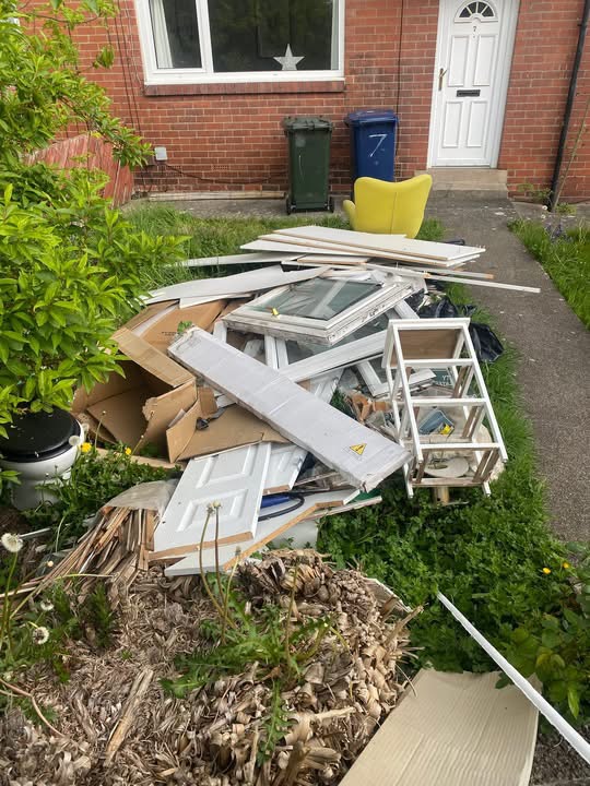 Mixed renovation and household waste before clearance in Heaton