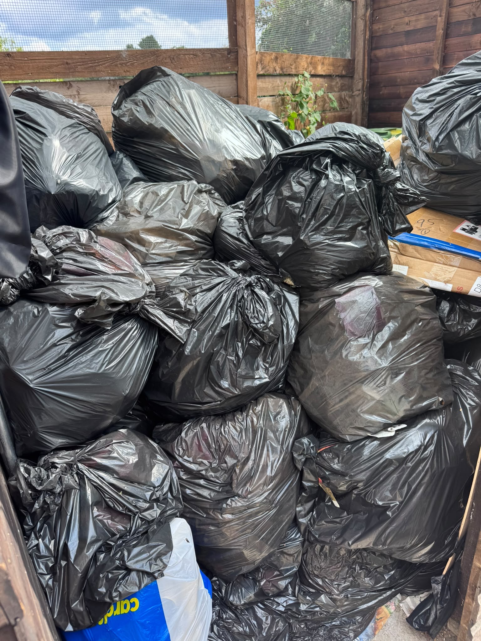 Large quantity of bagged general waste before clearance in Sunderland